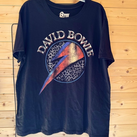 David Bowie Shirts David Bowie Lightning Bolt Leopard Print Tee